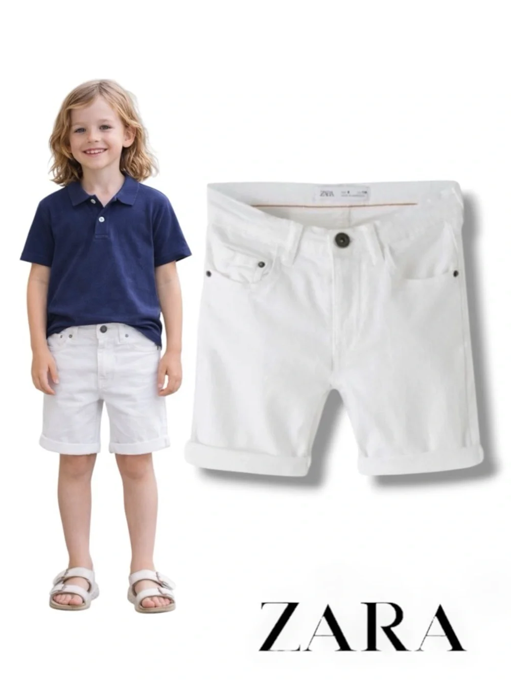 ZARA Kids White Basic Denim Shorts NWT Size 11/12